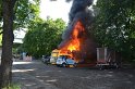 Wohnwagenbrand Koeln Rodenkirchen vor der Bruecke P036